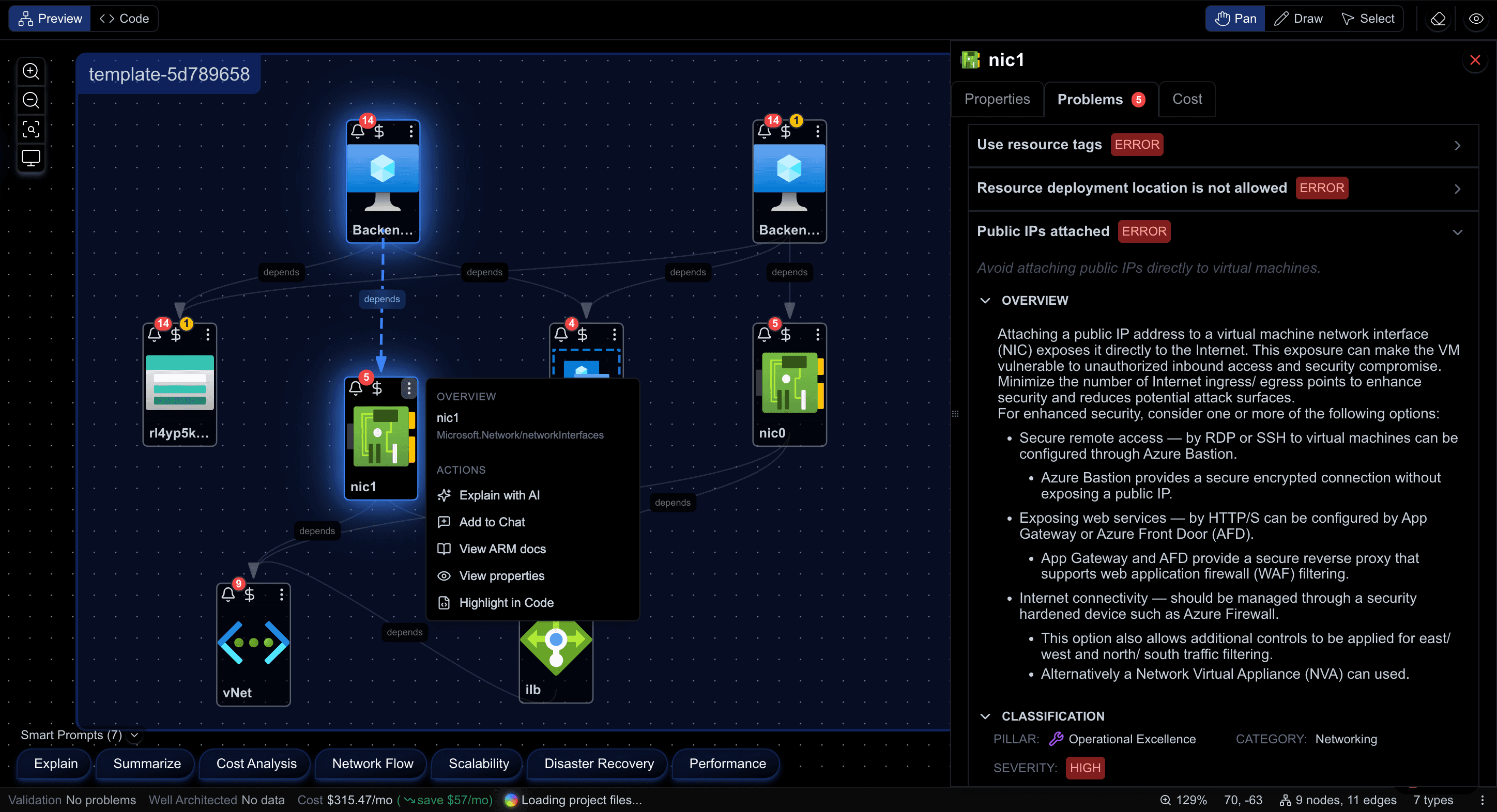 Cloudeval diagram export workflow with resource details visible
