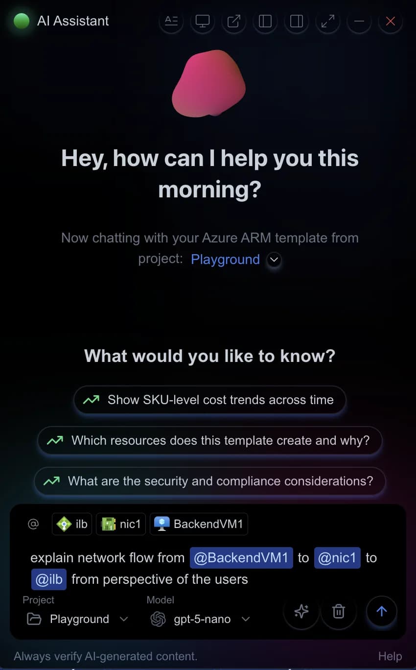 Cloudeval desktop chat workflow for cloud architecture questions