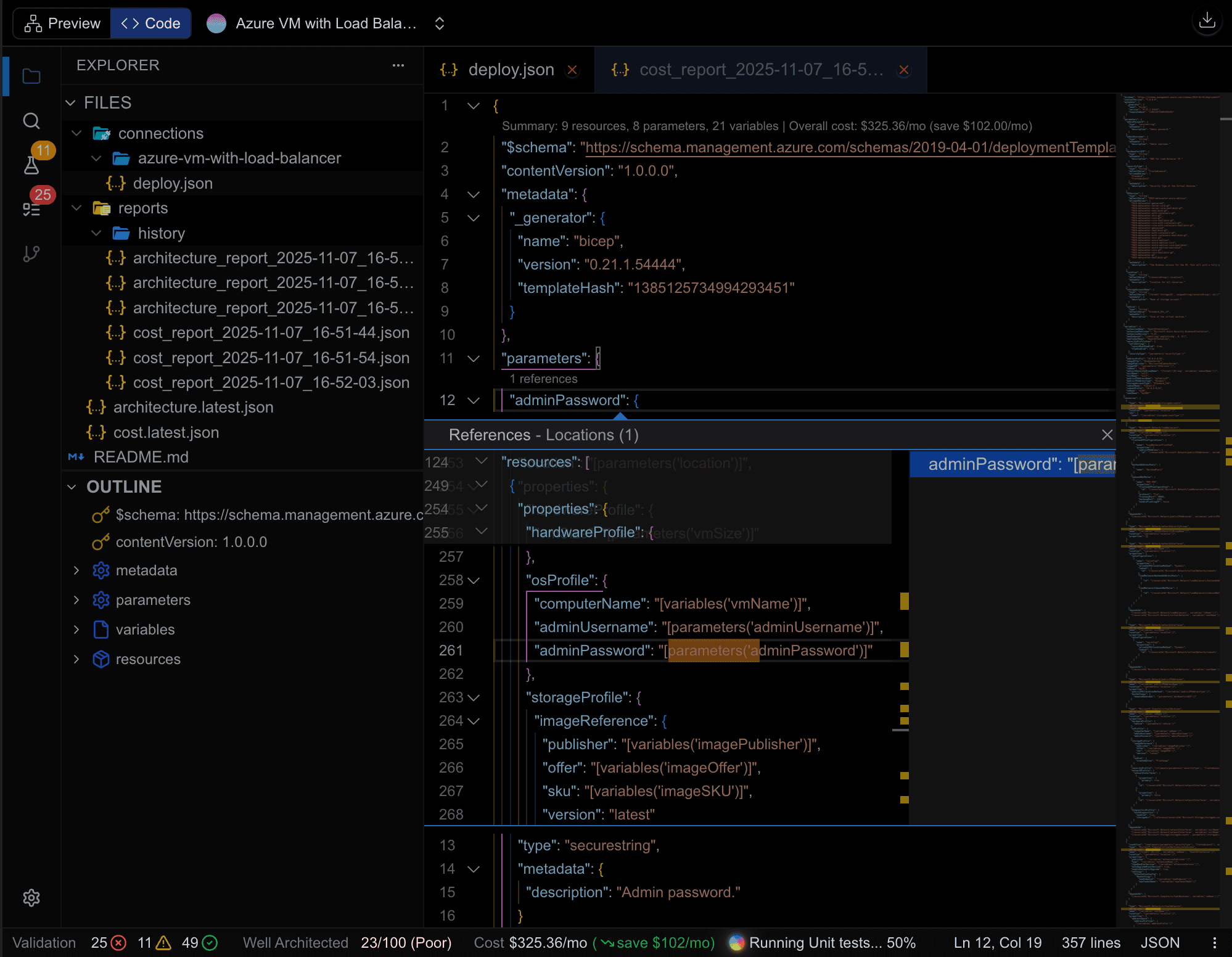 Cloudeval code editor view for cloud architecture source files